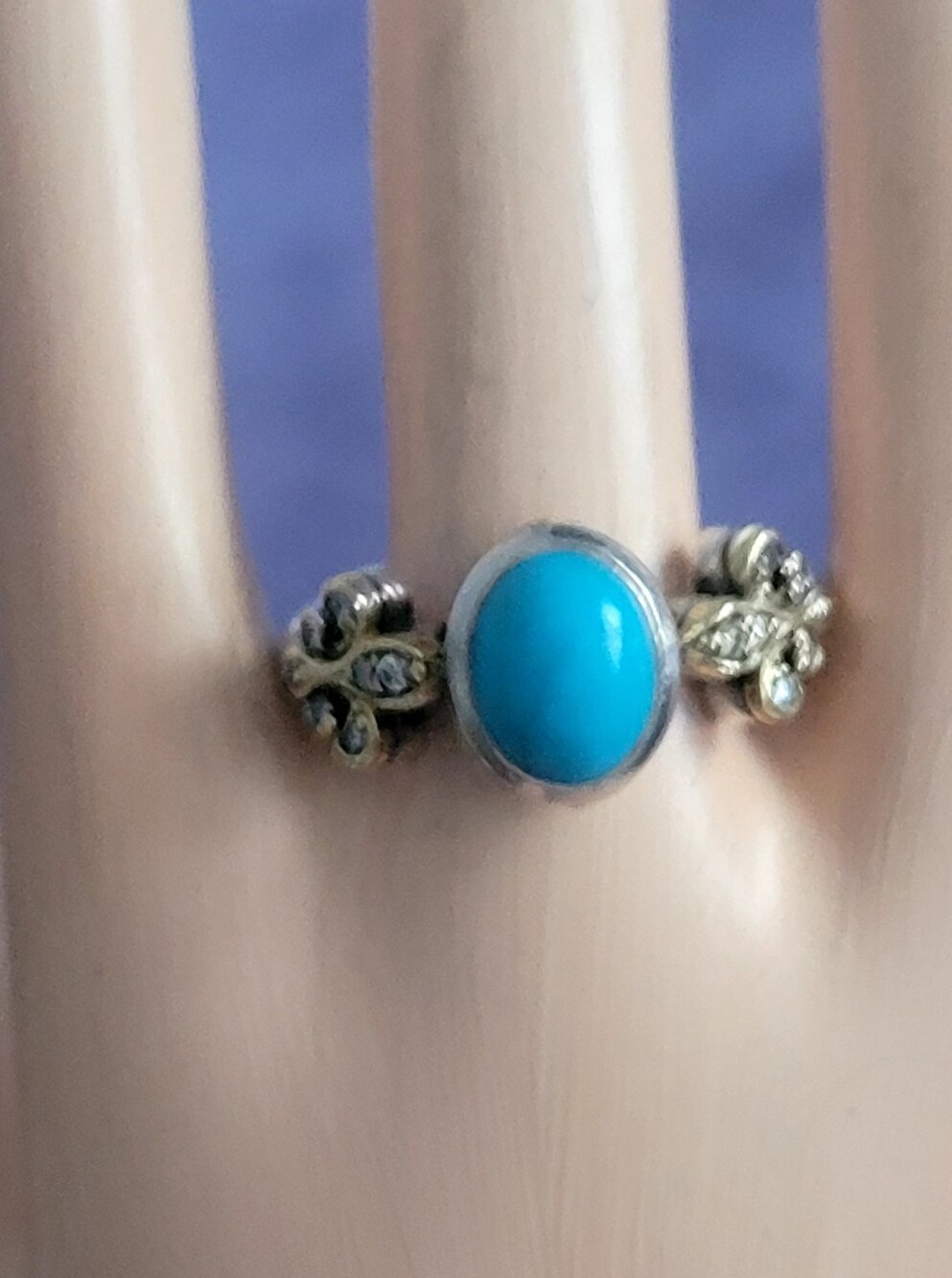 Vintage LAGOS Two-Tone Diamond Turguoise Ring 7
